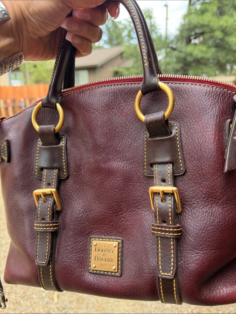 Dooney & Bourke Dark Brown Leather  Satchel with Gold Hardware